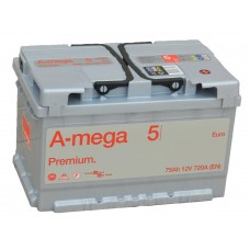Автомобильный аккумулятор A-mega Premium 75 А/ч обр/п. низкий