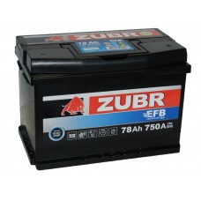 Автомобильный аккумулятор ZUBR EFB 78 А/ч обр/п